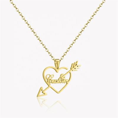 China FASHIONABLE border sales creative custom shape of heart jewelry stainless steel an arrow through a heart name custom necklace for sale