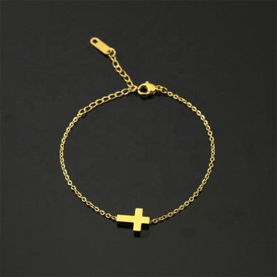 China FASHIONABLE gold plating vug 18k stainless steel jewelry cross fashion cross bracelets fast delivery for friend gift for sale