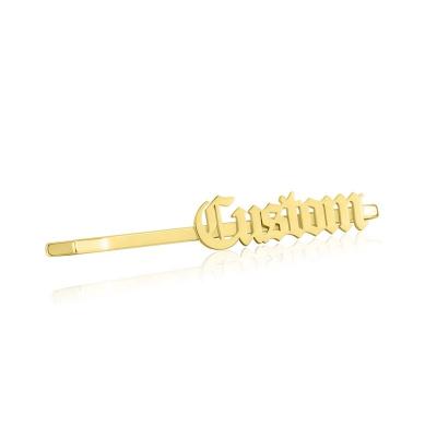 China Fashionable Border Sales Hairpin Jewelry Stainless Steel 18K Gold Plating Creative Custom Name Hairpin For Women for sale