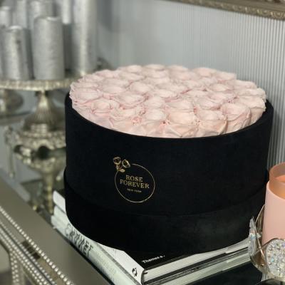 China Handmade Custom Round Velvet Rose Simple Flower Bouquet Dome Gift Boxes 2020 Rose Box Flower Packaging Luxury Flower Boxes For Bouquets for sale