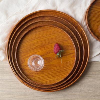 China Sustainable Amazon hotselling MDF Natural Wooden Serving Trays Wood Dining Plate Tableware For Household And Restaurants for sale