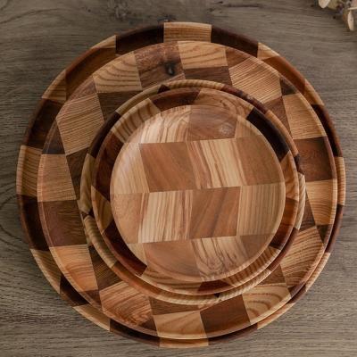 China Sustainable Natural Log Dishes Dining Dishes Wooden Tableware for sale