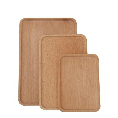 China Sustainable Natural Beech Wood Dishes Serving Tray Cake Dishes Kitchen Tableware Dish For Dessert Salad Fruit for sale