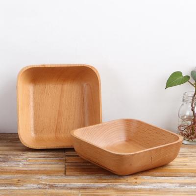 China Sustainable Salad Server Tableware Wooden Salad Serving Bowls Logo Cooking Beech Wooden Bowl Custom Made for sale