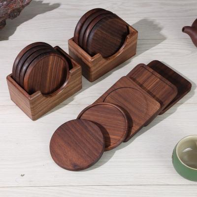 China Beech Minimalist Acacia Black Walnut Bamboo Wood Material and Eco-Friendly Wooden Cup Coaster Feature Wood Table Mat for sale