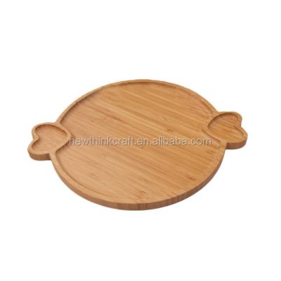 China Natual Shape Sustainable Animal Baby Bamboo Food Dishes Serving Trays for sale