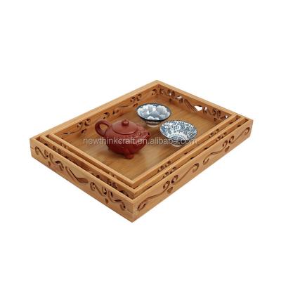 China Sustainable Natural Wooden Rectangle Wooden Dishes Rectangle Wooden Serving Trays For Household And Restaurants for sale