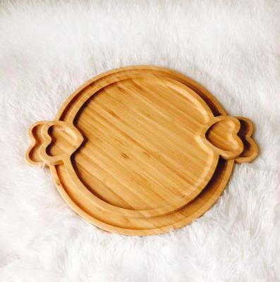 China Sustainable hotsale natural bamboo dining dishes serving food trays bamboo baby dishware heart shape dish for sale