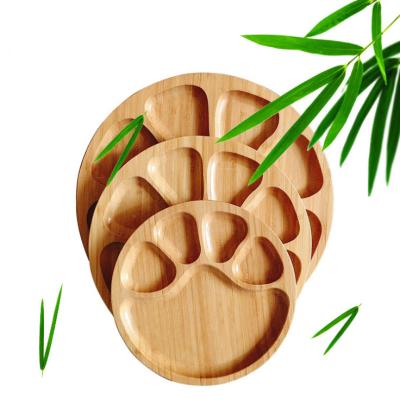 China Natual Trays Fruit Baby Animal Shape Sustainable Serving Dishes Cartoon Children Bamboo Dishes for sale