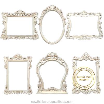 China Classic Decorative Unfinished Carved Wooden Mirror Frame for sale