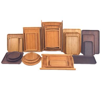 China Sustainable Amazon hotselling natural wood serving trays wooden dining plate tableware for household and restaurants for sale