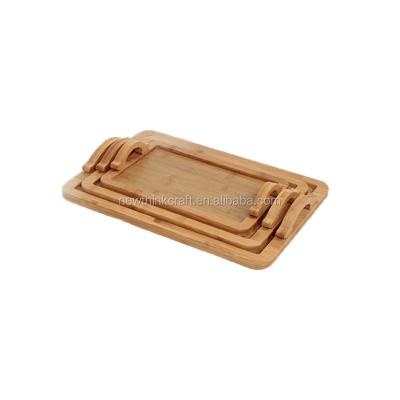 China Sustainable Natural Wooden Rectangle Wooden Bamboo Dishes Serving Trays For Household And Restaurants for sale