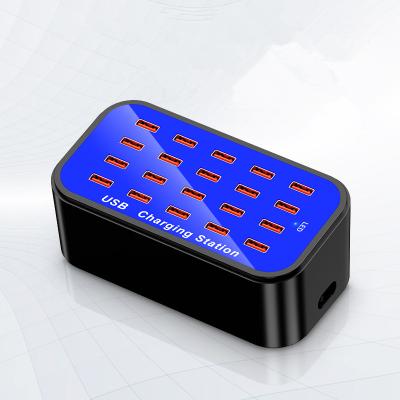 China Multiple USB Family Size Fast Charger Mobile Phone 20 Ports 20A USB Charging Station Desktop USB Charger For Hotel School Store for sale