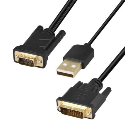 China 1.5m dvi to vga male vga dvi to male cable with power cable for sale