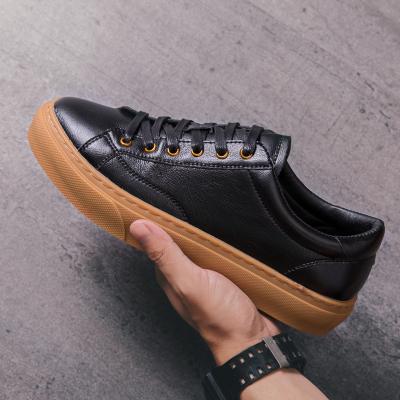 China Fashion Trend Cozy Leather Pigskin Inside Breathable Comfortable Ultrathin Upper Men Skateboarding Shoes for sale