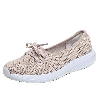 China Anti-slippery fashion ladies women women mother classic shoes flats fly knit breathable DM upper sole lace for sale