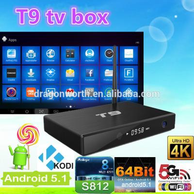 China 15.0 XBMC Kodi Tv Box T9 2G 8G 4K Google Android 4.4 Tv Box Amlogic S812 for sale