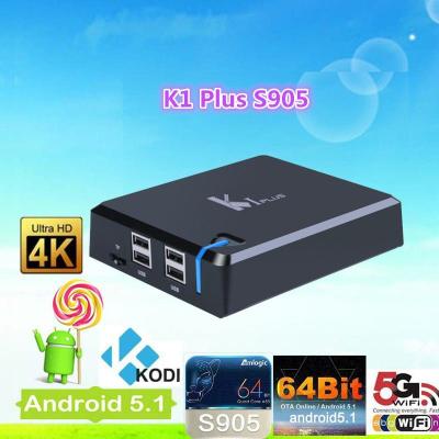 Chine K1 original plus le mini androïde androïde 5,1 Amlogic S905 de la boîte KODI HD 4k M8S du PC TV à vendre