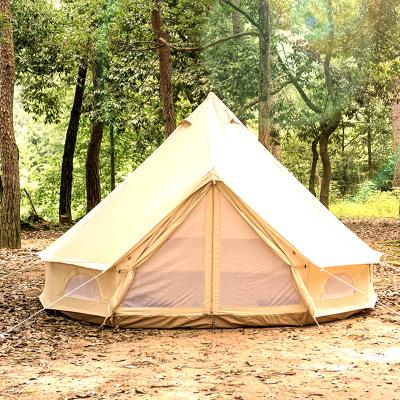 China Extended Type 3 4 5 6M Waterproof Breathable Large Canvas Mongolian Safari Tent Family Camping Outdoor Bell Yurt Tent With Stove Hole for sale