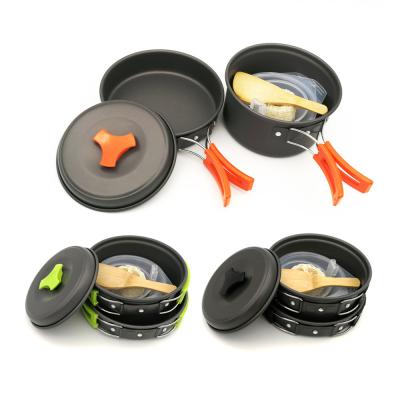 China General Use For Outdoor Camping Gas And Induction Cooker Raising Pot Portable Cooking Pot Pan Mini Cookware Tool Stove Set for sale