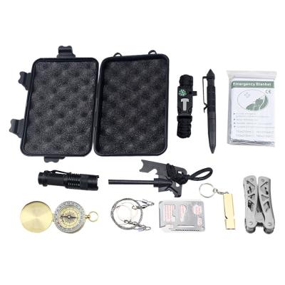 China Easy Carry 11 in 1 Military Survival Kit Outdoor Emergency Survival Tool Kit Outdoor Fireplace Style Emergency Whistle Kit for sale