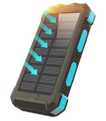 China Solar Panel High Charging Capacity 20000mah Portable Solar Charger Power Bank Banks Charging Supply 20000mah Solar Panel PowerBank With Compass for sale