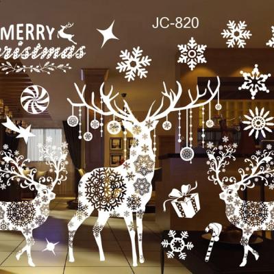 China Hot Sale White Christmas Gelless Decoration PVC Stained Glass Removable Static Window Sticker Wall Sticker for sale