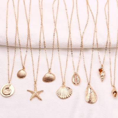 China Environmental Friendly Gold Plated Clavicle Chain Conch Starfish Pendant Necklace Tasty Personalized Seashell Necklace for sale