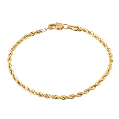 China Trendy Twist Bracelet Stainless Steel Titanium Steel Braided Girl Chain Gold Bracelet With Chain for sale