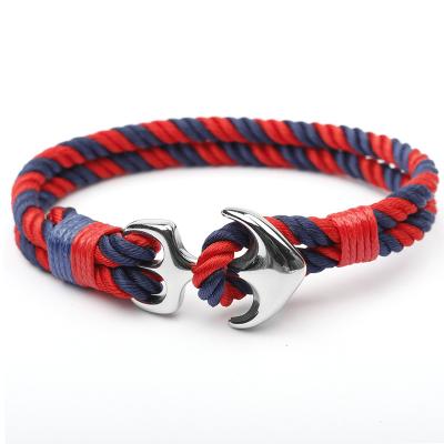 China Newest Trendy Custom Design Jewelry Fashion Bracelet Men's Navy Rope Anchor Nautical Bracelet for sale