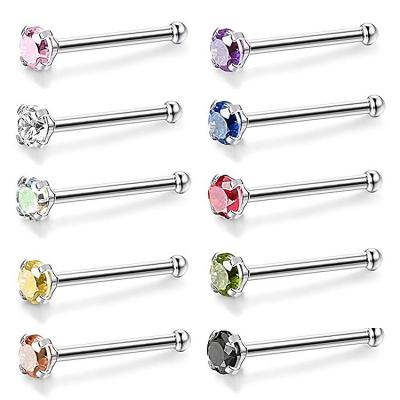 China New Style 316L Stainless Steel Diamond Unique Permanent Body Pierced Nose Ring for sale