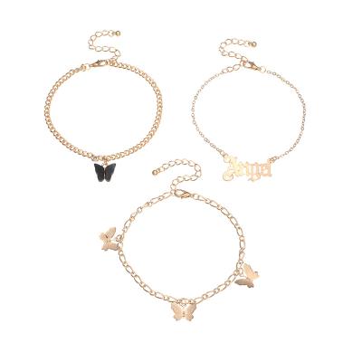 China Custom Fashion Casual/Sporty Anklet Jewelry Women Ankle Chain Bracelet Gold Silver Butterfly Anklet for sale