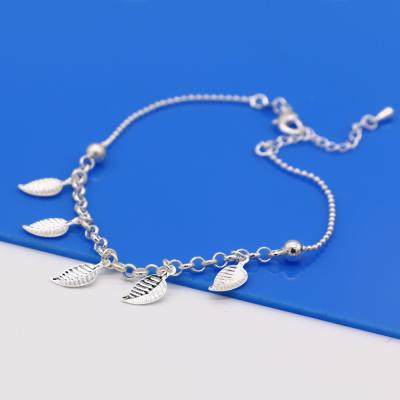 China Casual/Sporty Silver Leaf Chain Bracelet Anklets For Women Girls Fashion Jewelry Gifts for sale