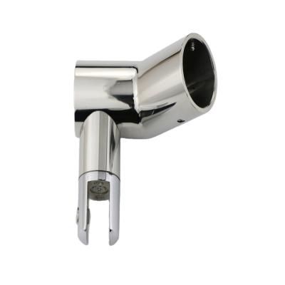 China Glass Pipe Connection Stainless Steel Holder 304 Clip 135 Degree Glass Pipe Connector Clamp Fittings for sale