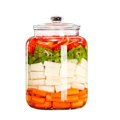 China Large Size Clear Glass Thickened Food Pickle With Lid Sealed Pickle Jar Glass Pickle Jar for sale