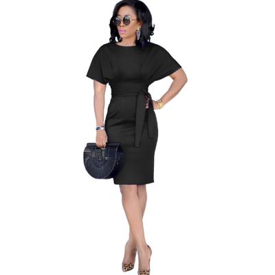 China New Arrival High Quality Anti-Static Plus Size Sleeve Dress Fashion Office Ladies Short Spring Autumn Slim Women Dresses for sale