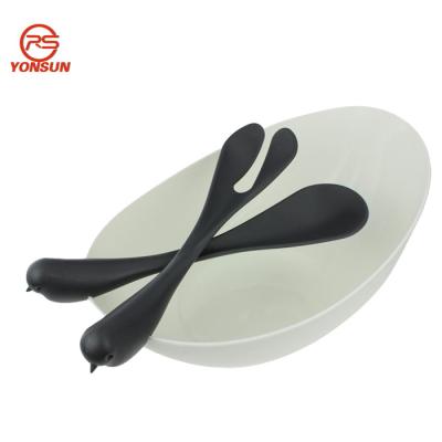 China Durable Nylon Kitchen Tools Bird Design 2023 3piece Nylon Salad Bowl Spoon Fork Set Food Servers Kitchenware Dinnerware Cutlery for sale