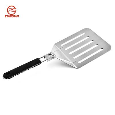 China Workable Foldable Pastry Turner Spatula Lifter Peel Shovel Stainless Steel Pizza Cake Transfer Tray Paddle With TPR Handle for sale