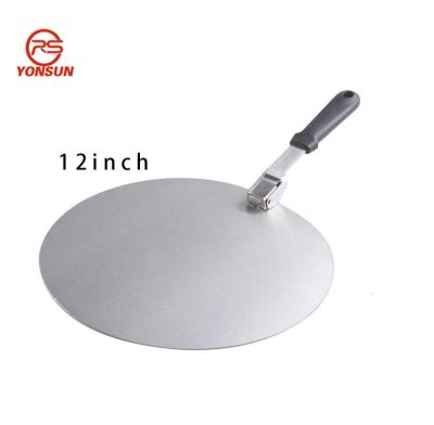 China 10inch 12inch Stainless Steel Pizza Cake Pastry Spatula Skin Shovel Transfer Foldable Tray Paddle With pp Handle for sale