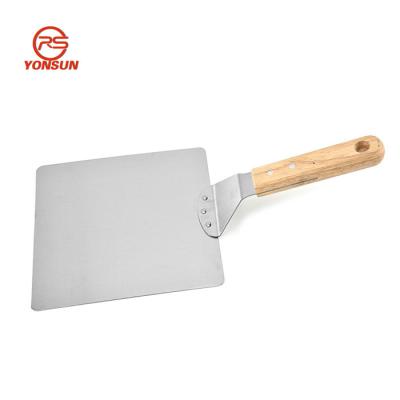 China 9 inch durable 10 inch square 430 stainless steel pizza peel pizza spatula pizza peel transfer with wooden handle for sale