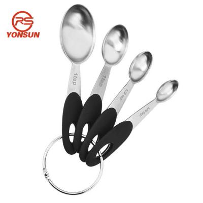 China Sustainable 8pcs Premium Stainless Steel Oval Shape Measuring Cups Set With Rubber Handle Baking Tool Kit for sale