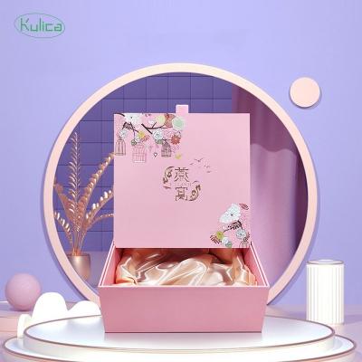 China KULICA Heart Gift Box Recyclable Luxury Custom Folding Premium Pink Box For Present Premium Beauty Flip Gift Box for sale