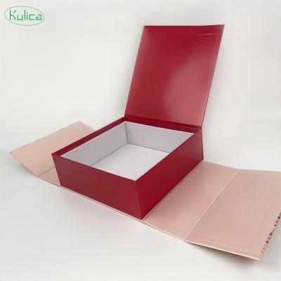 China Recycled Materials KULICA Custom Logo PINK Shredded Paper Boxes For Gifts Jewelry Christmas Halloween Gift Box for sale