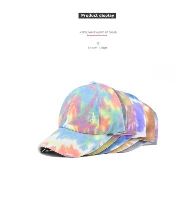 China JOINT Wholesale Tie Dye Woven Hat Ripped Hat Washed Distressed Baseball Caps for sale