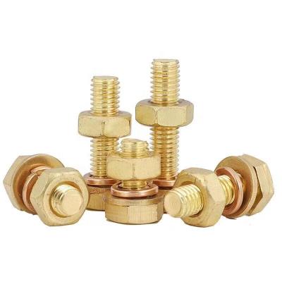 China M2 M4 M6 M8 M10 Custom Cheap Gold Aluminum Brass Screw Good Quality Price Good Quality External Hex Bolt for sale