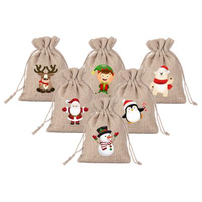 China Storage Promotion Burlap Fabric Gift Drawstring Small Bag Christmas Gift Storage For Guest Party Weeding Birthday Xmas for sale