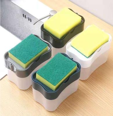 China Disposable 2-in-1 Sponge Holder Soap Dispenser Sponge Soap Dispenser, Dish Soap Dispenser for Kitchen, Bathroom for sale