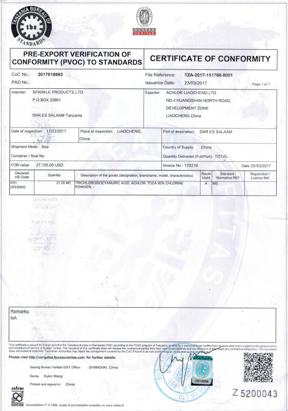 BV Certificate - ACHLOR CHEMICAL LTD.