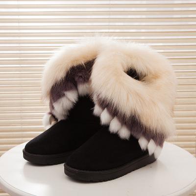 China Fashion Trend 2021 Furry Girls Winter Snow Boots Ladies Furry Boots High Quality Flat Slippers Shoes for sale