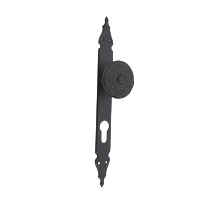 China Modern Slim Long Tip Plate Black Cast Iron Pull Handles Door Handle for sale